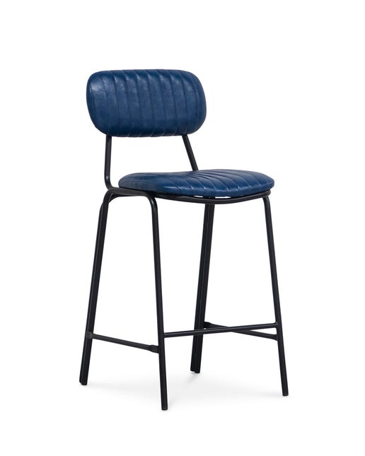 Barry Bar Stool - Blue / White Piping, 65cm | Cintesi