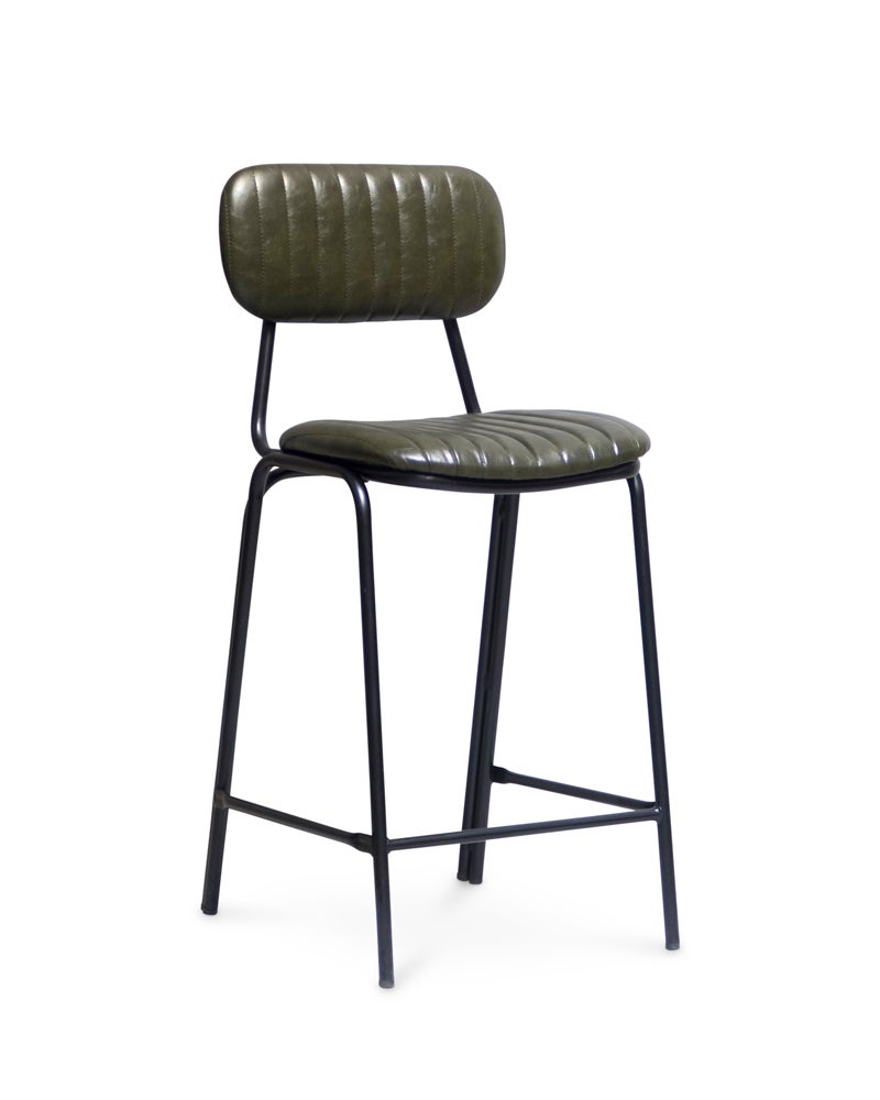 Green metal bar outlet stools