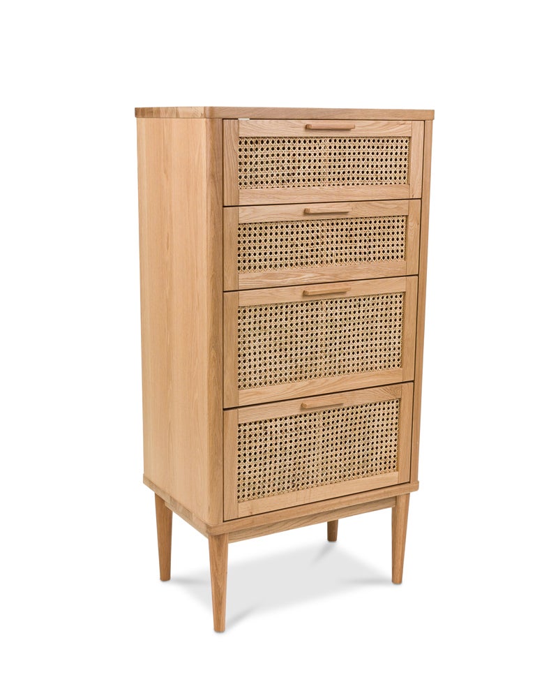 Rattan Tallboy Cabinet With 4 Drawers
