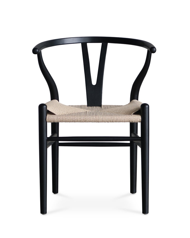 Hans wegner replica wishbone chair, black frame/natural seat - Cintesi