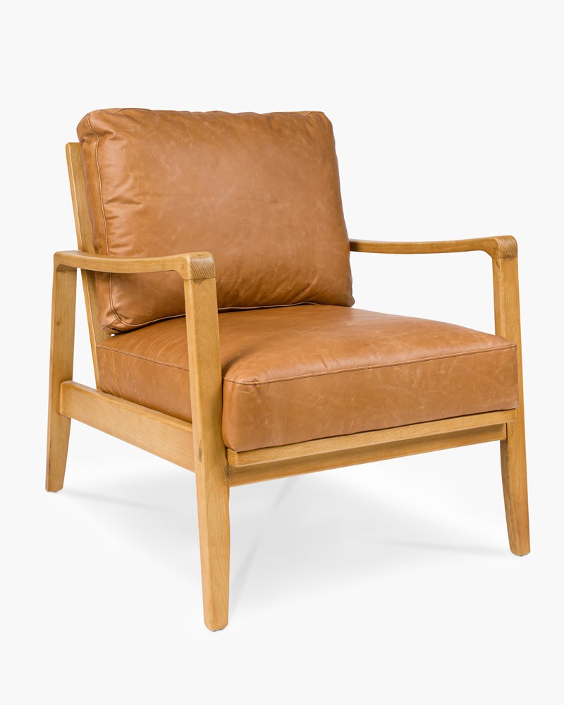 light tan leather armchair