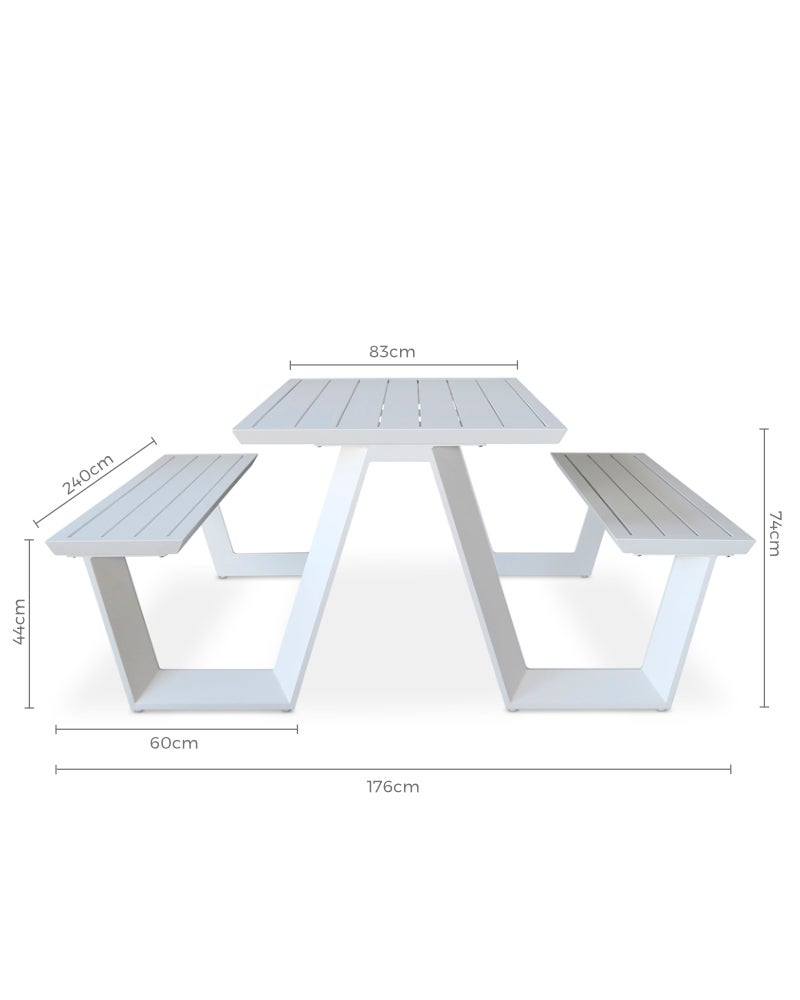 White outdoor table with umbrella deals hole